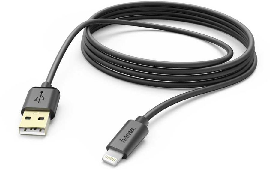 фото Кабель hama lightning (m), usb 2.0 (m), 3м, mfi, черный [00173787]