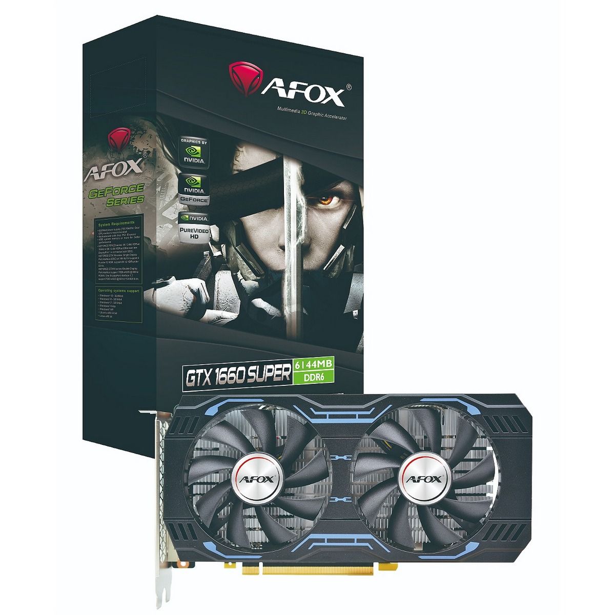 

Видеокарта AFOX NVIDIA GeForce GTX 1660 SUPER (AF1660S-6144D6H1-V4), Черный, GeForce GTX 1660 SUPER