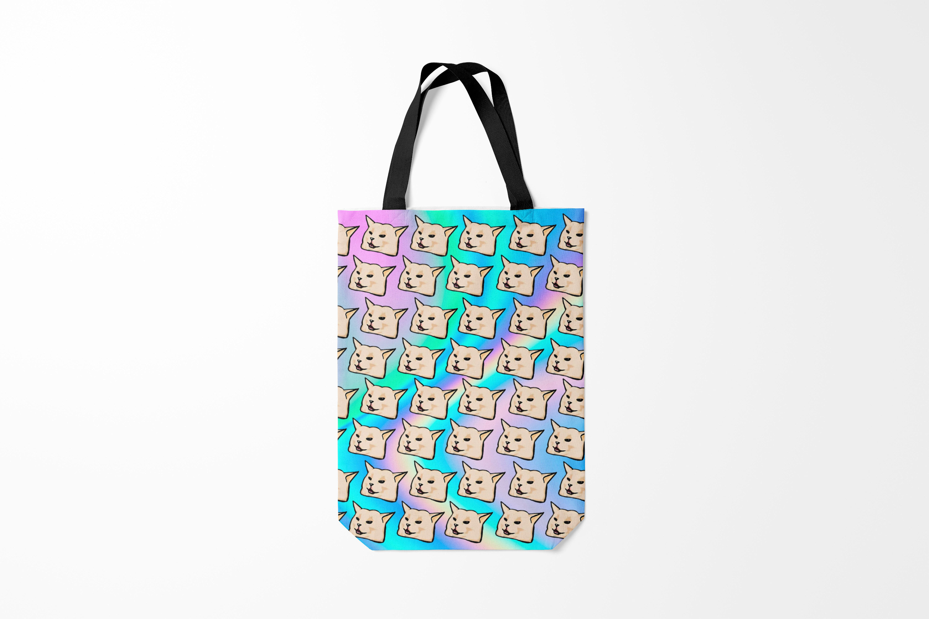 

Сумка шoппер унисекс Burnettie Кот мем woman yelling at cat, черный, Кот мем woman yelling at cat
