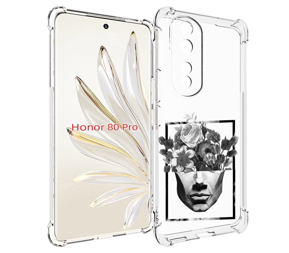 

Чехол MyPads черно белая ваза в абстракции для Honor 80 Pro, Прозрачный, Tocco