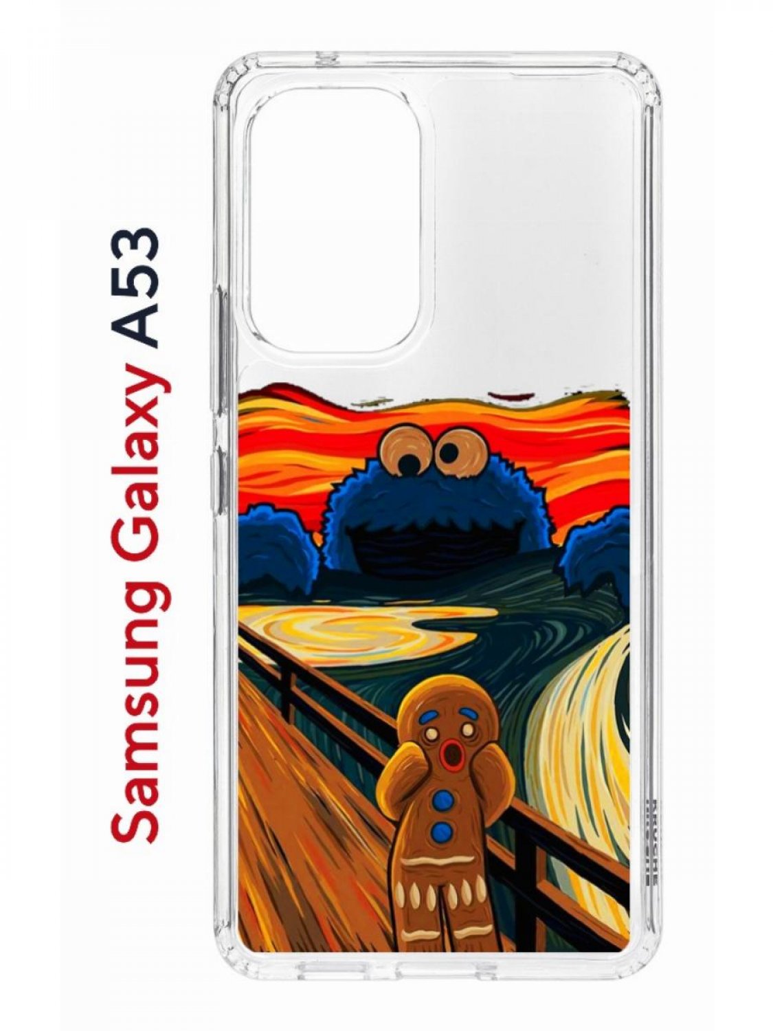 

Чехол на Samsung A53 5G Kruche Print Cookie Scream,противоударный бампер,с защитой камеры, Прозрачный;синий;коричневый;красный, Самсунг Галакси А53