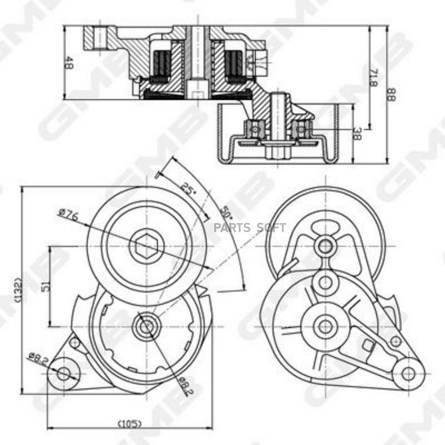 

Натяжитель Приводного Ремня Toyota Land Cruiser 200/Lexus Gx460 09- 1ur/3urfe GMB арт. GAT