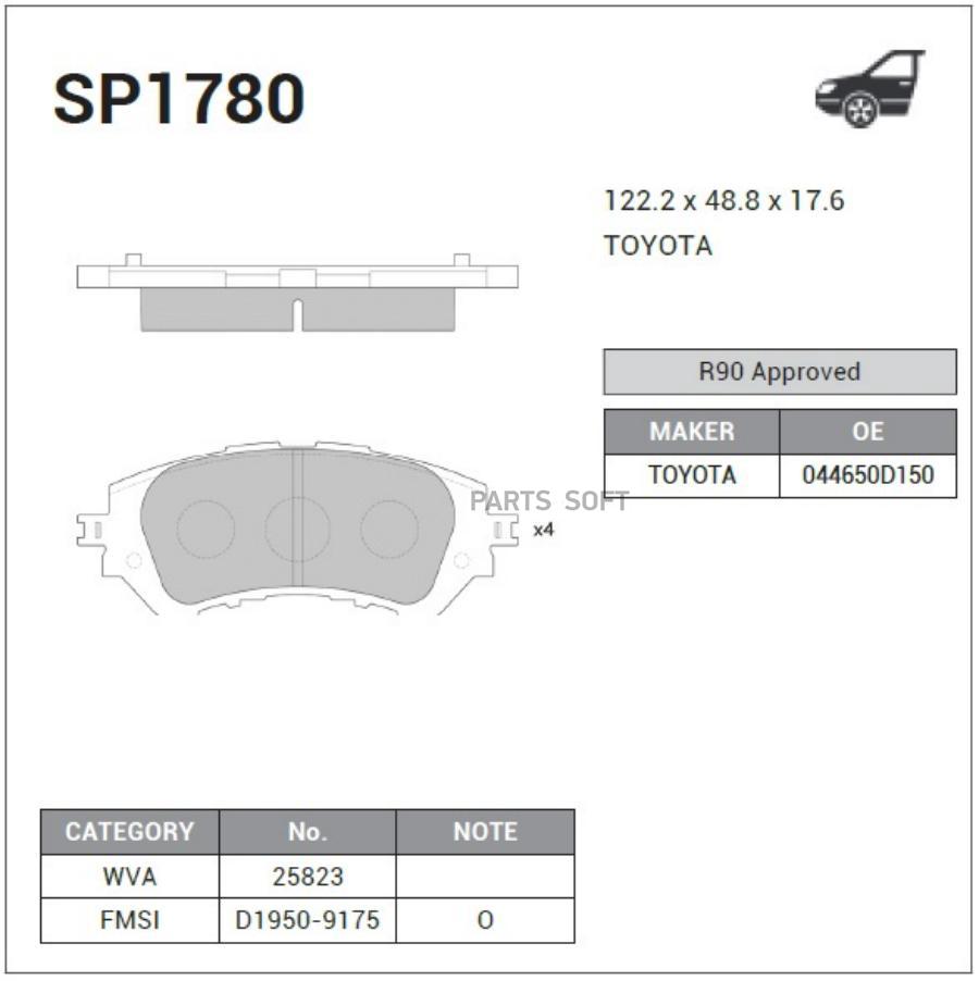 

Тормозные колодки Sangsin brake SP1780