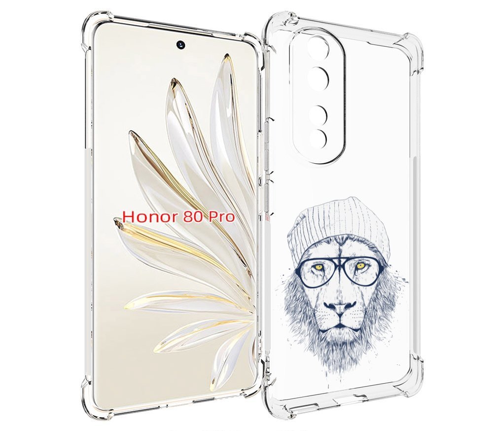 

Чехол MyPads хиппи лев для Honor 80 Pro, Прозрачный, Tocco