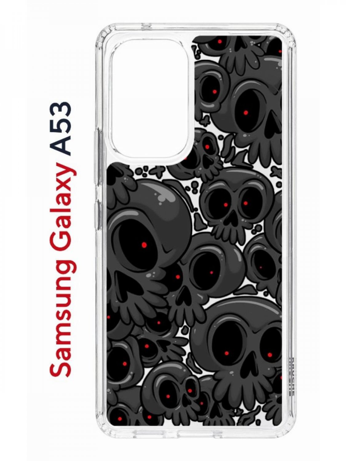 Чехол на Samsung A53 5G Kruche Print Skull gray,противоударный бампер,с защитой камеры