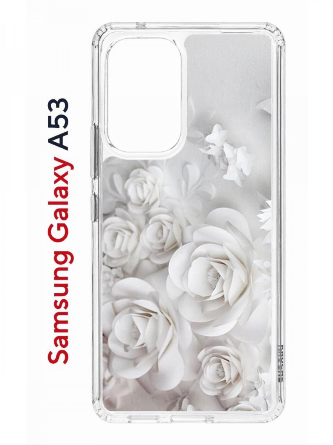 фото Чехол на samsung a53 5g kruche print white roses,противоударный бампер,с защитой камеры кruче