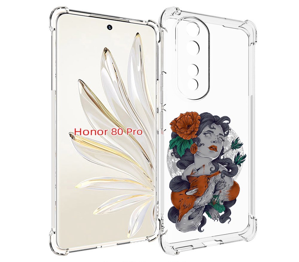 

Чехол MyPads темная девушка с лисой для Honor 80 Pro, Прозрачный, Tocco
