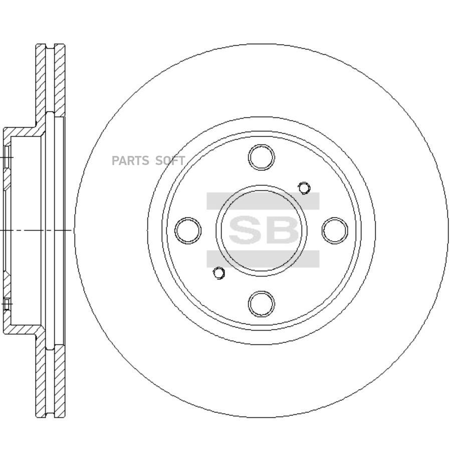 Диск Тормозной Toyota Yaris 1.0-1.5 99- Передний D 255мм. Sangsin brake SD4678 100037932256