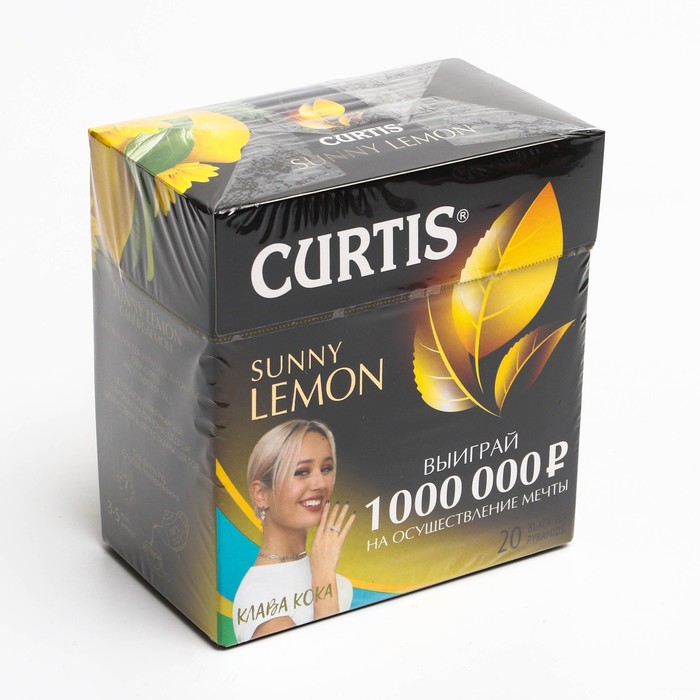 Чай черный Curtis sunny lemon с лимоном, 20 пакетиков по 1,7 г