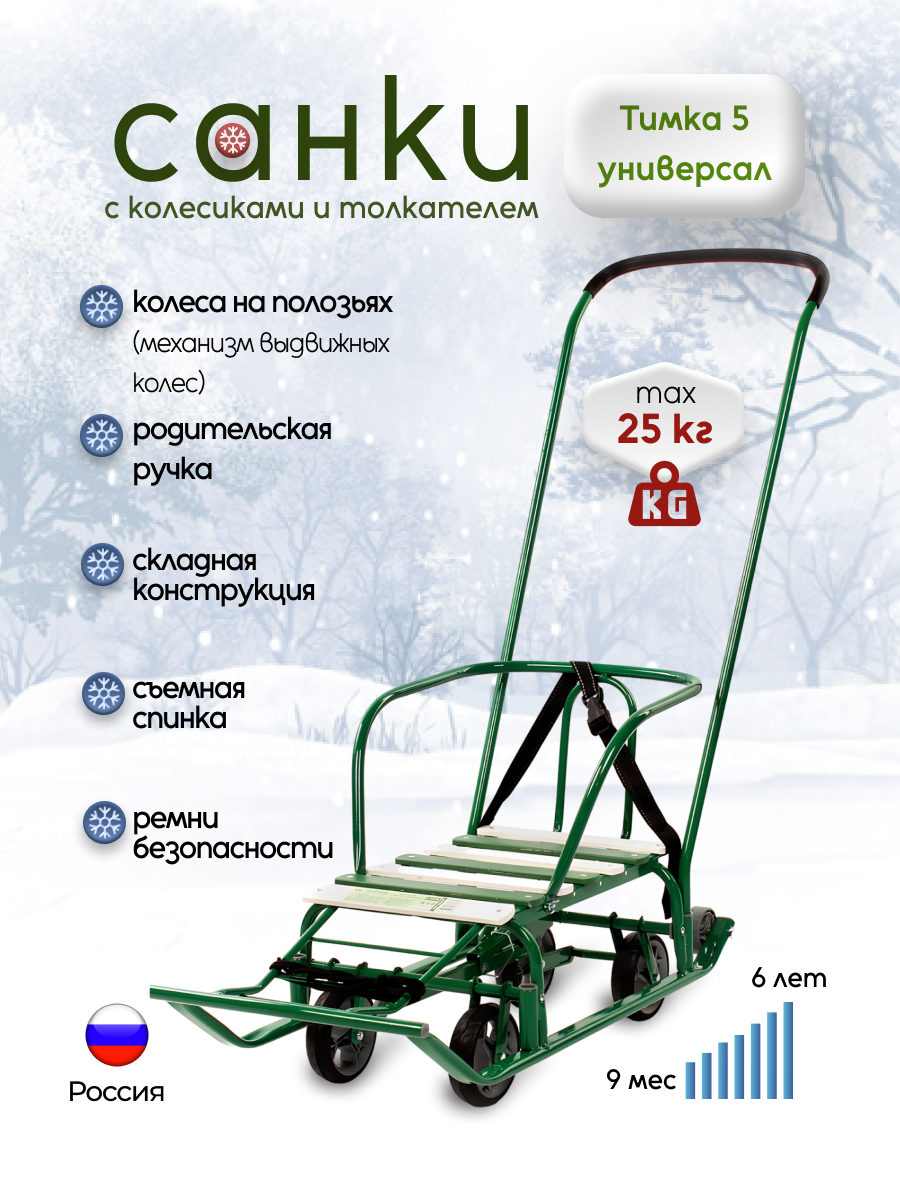 

Санки Ника Тимка 5 Универсал зеленый