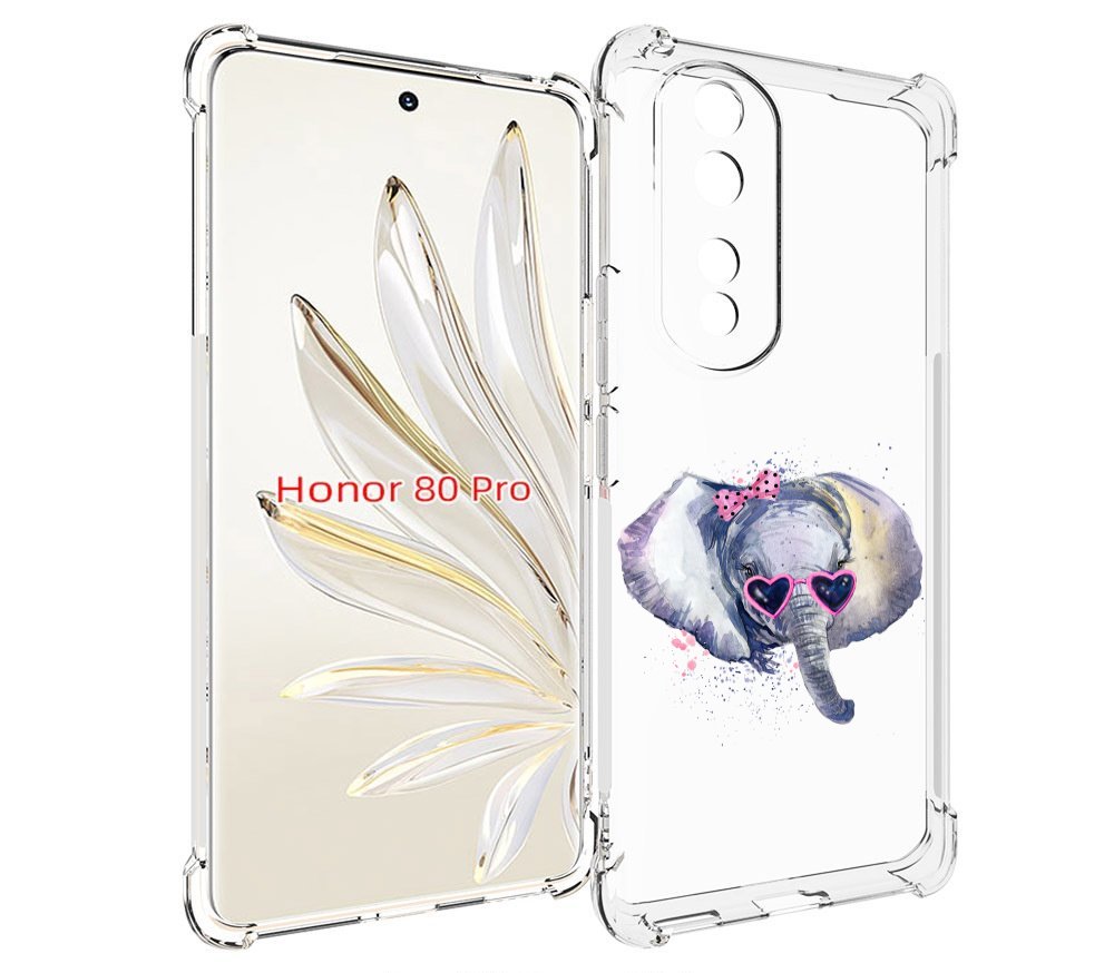 

Чехол MyPads слоник в очках для Honor 80 Pro, Прозрачный, Tocco