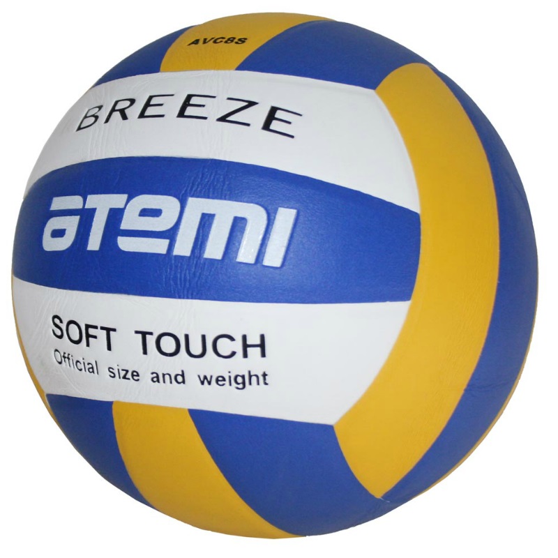 фото Мяч волейбольный atemi breeze, синтетическая кожа microfiber, син.-жёлт.-бел.