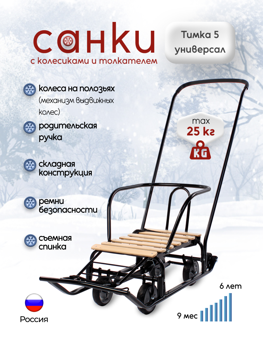 

Санки Ника Тимка 5 универсал Т5У Ч черный
