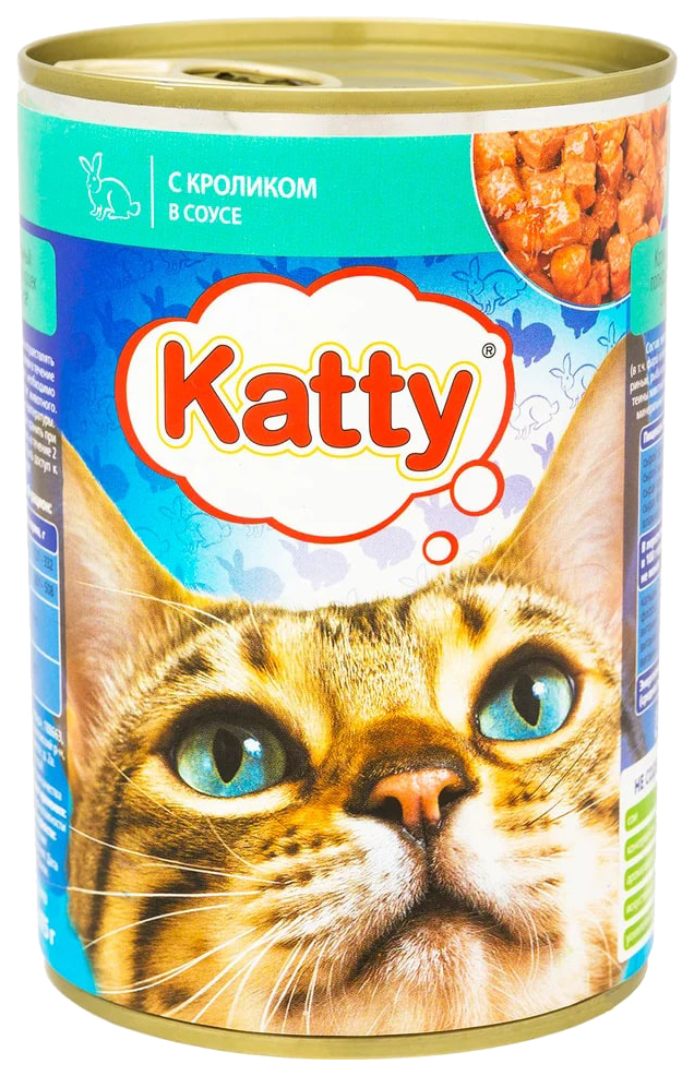 фото Консервы для кошек katty с кроликом в соусе, 415 г