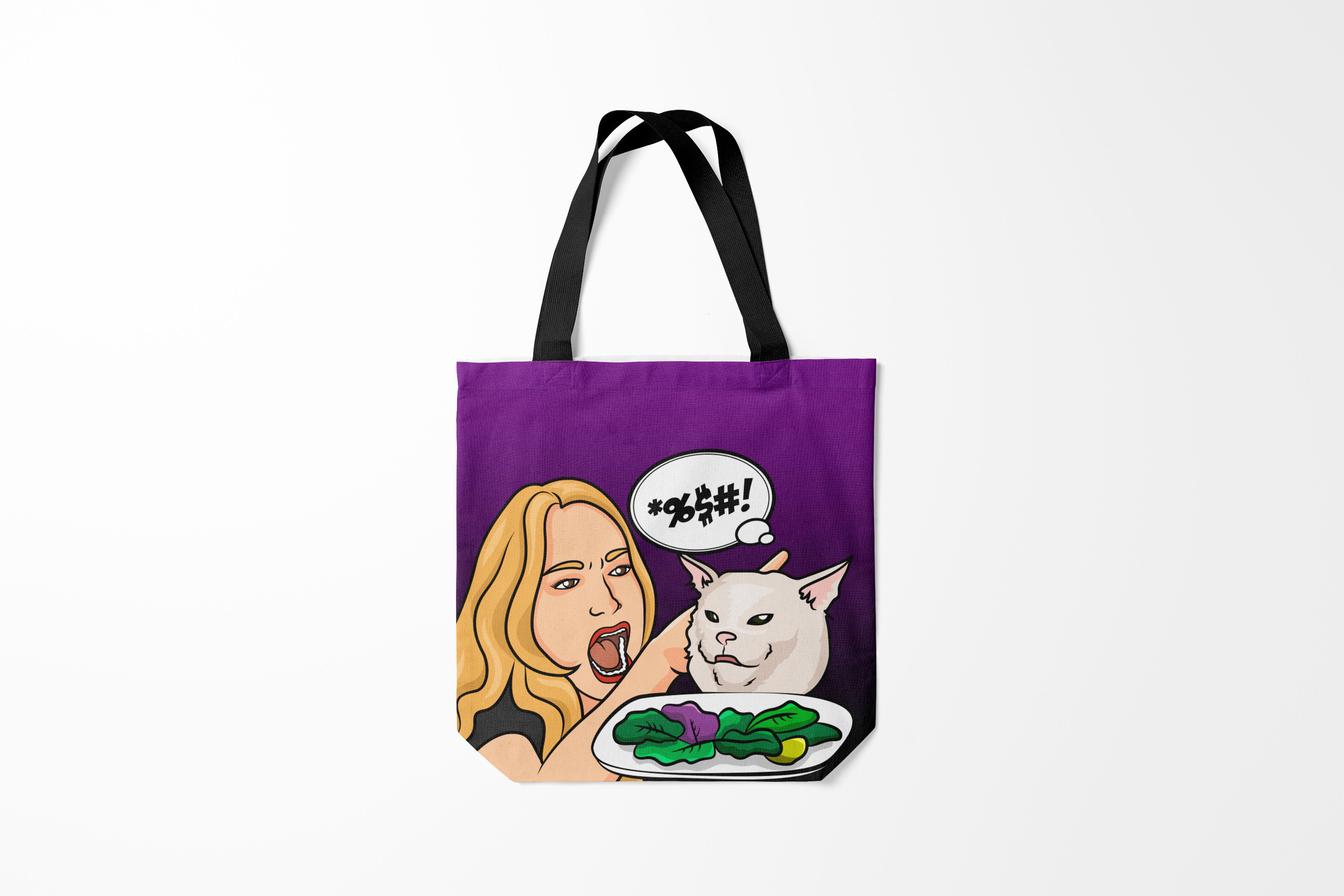 

Сумка шoппер унисекс Burnettie Кот мем woman yelling at cat, черный, Кот мем woman yelling at cat