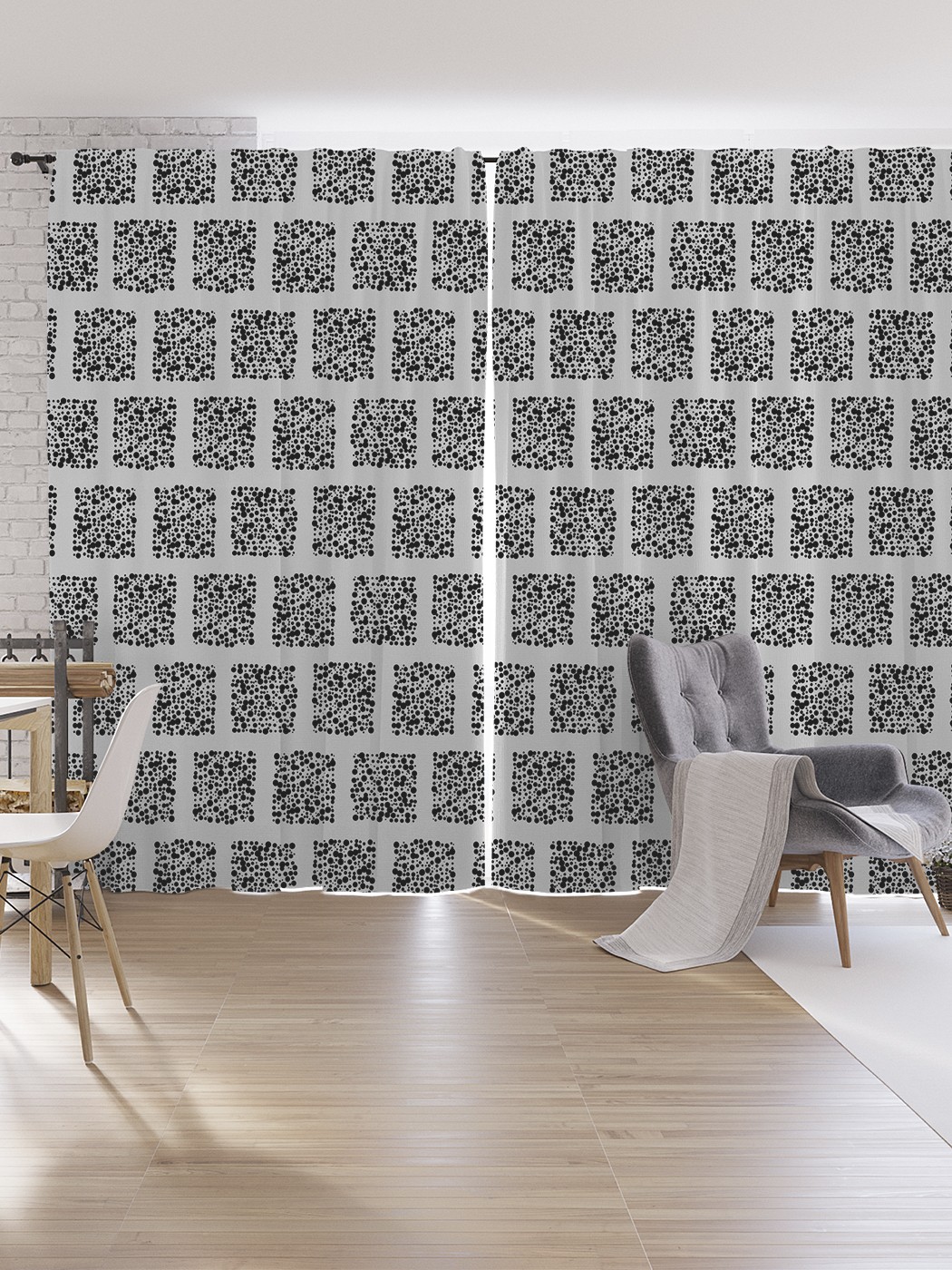 

Шторы под лён JoyArty "Точечная кладка", серия Oxford DeLux, 340х265 см, Точечная кладка