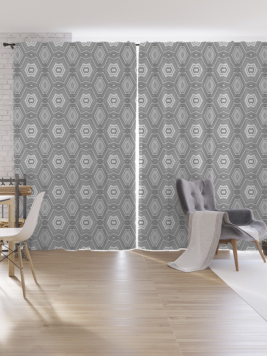 

Шторы под лён JoyArty "Сложный геометрический орнамент", серия Oxford DeLux, 340х265 см, Сложный геометрический орнамент