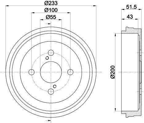 TRIALLI Барабан торм. для ам Toyota Yaris Verso (99-)Echo (99-) d=200 (TF 051341)