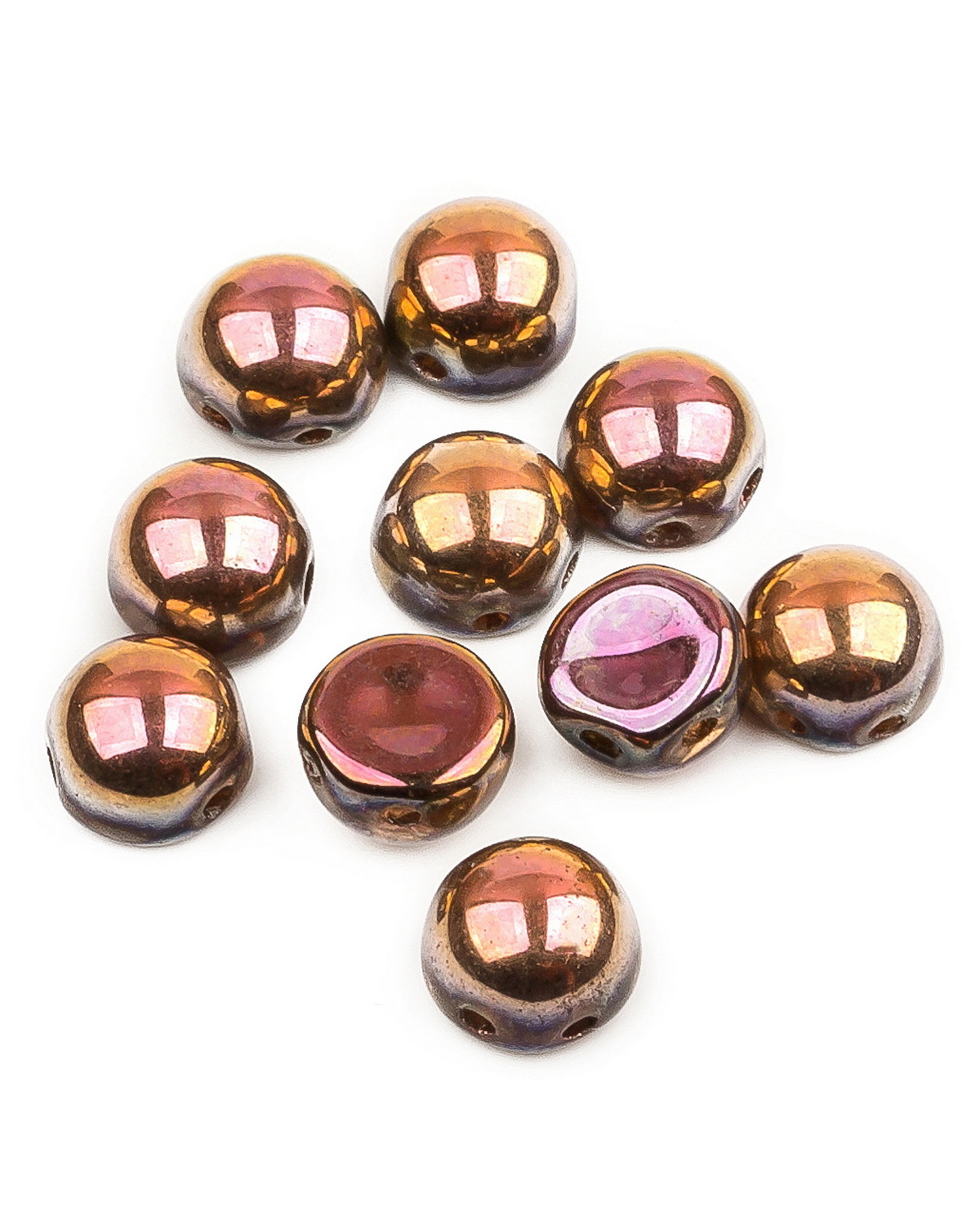 Бусины Czech Beads с двумя отверстиями, Cabochon bead, 6 мм Crystal Full Capri Rose, 30 шт