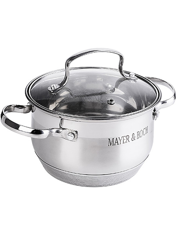 

Кастрюля с крышкой индукция Mayer&Boch стальная 2,1л 30946, Серый, 30941