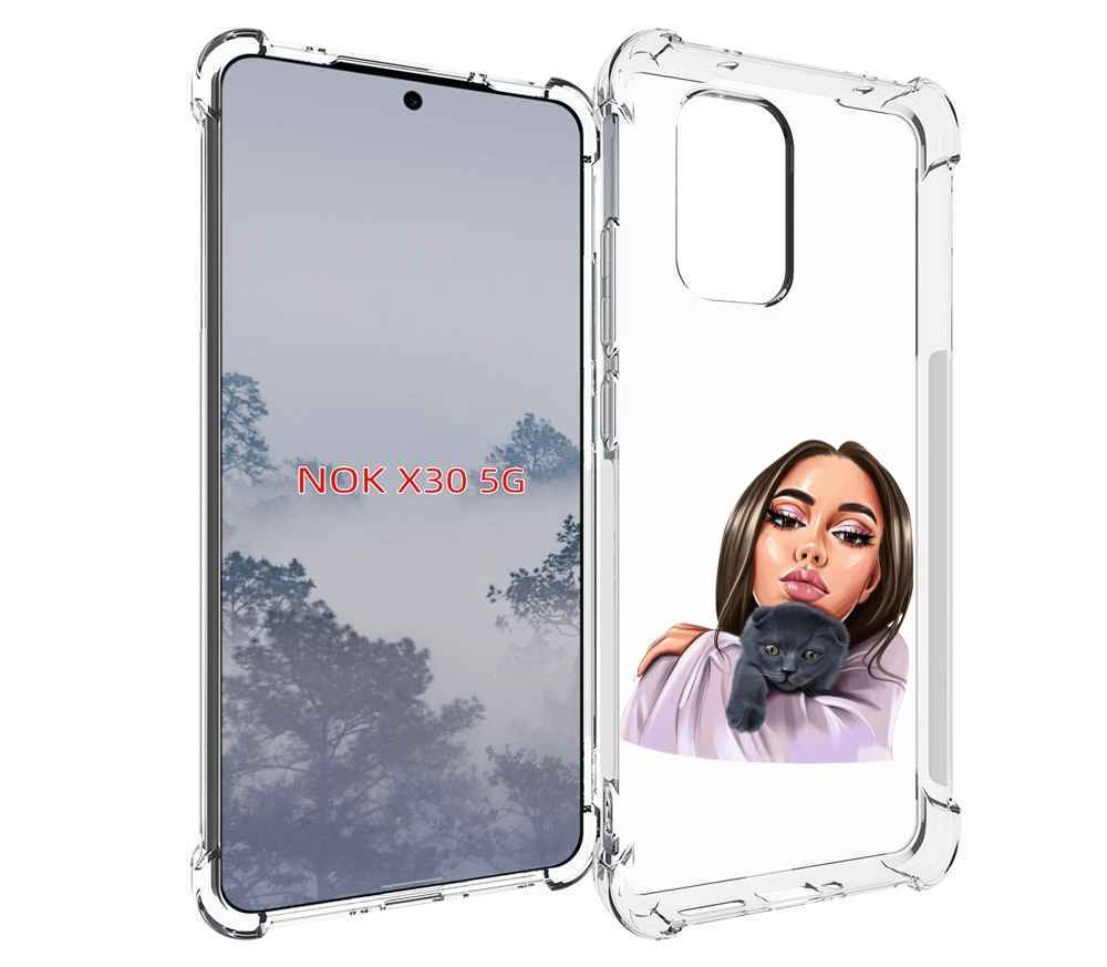 

Чехол MyPads нарисованная-девушка-с-котом женский для Nokia X30 5G, Tocco
