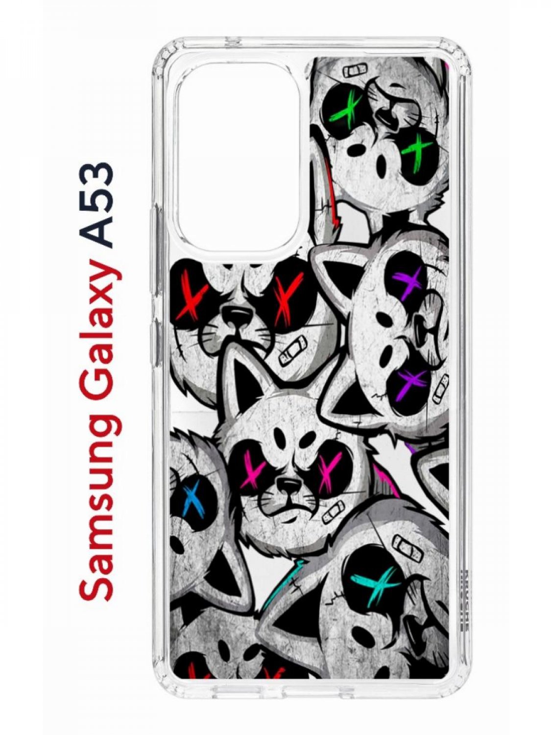 

Чехол на Samsung A53 5G Kruche Print Angry Cats,противоударный бампер,с защитой камеры, Прозрачный;серый;красный;фиолетовый, Самсунг Галакси А53