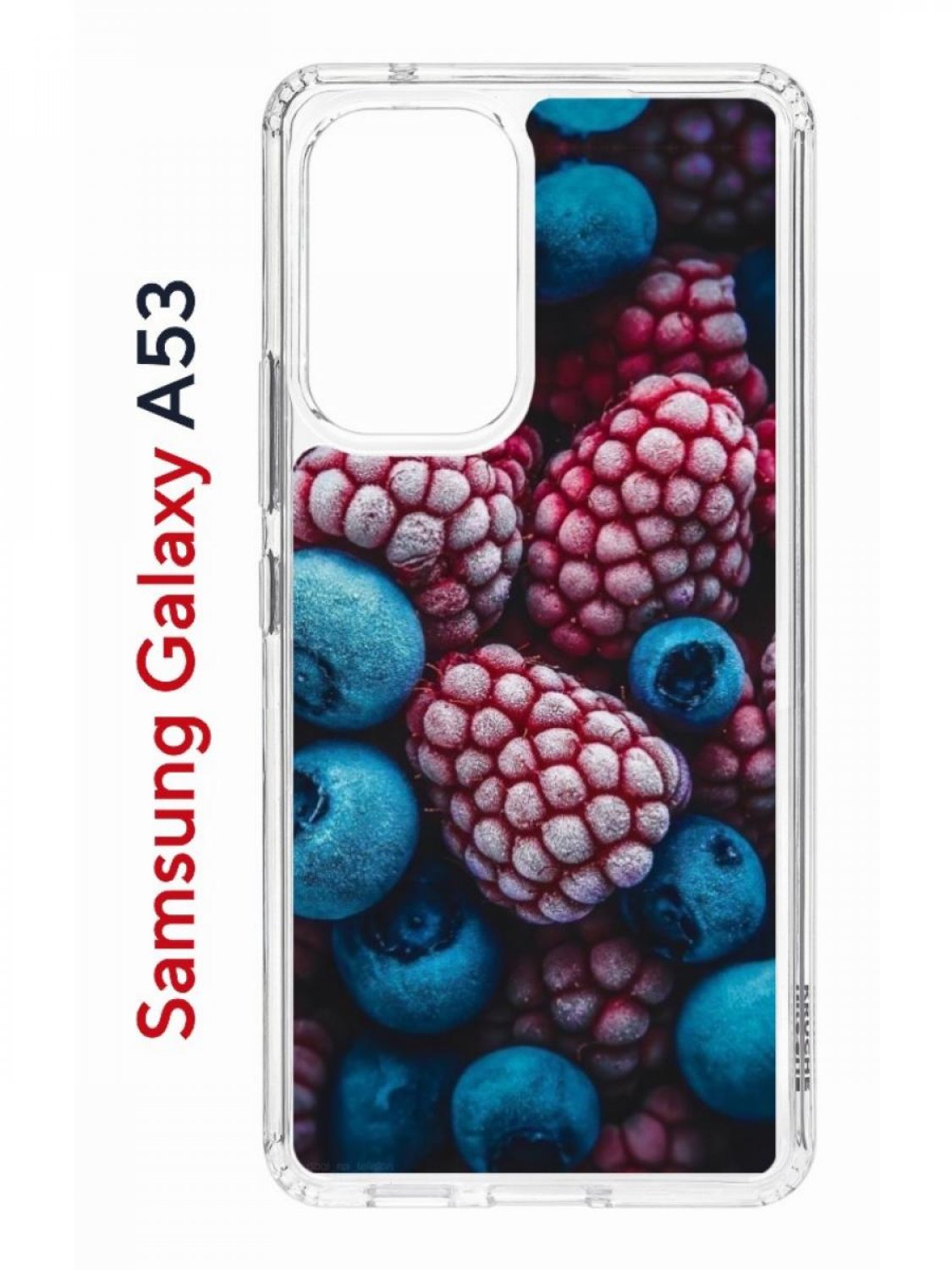 

Чехол на Samsung A53 5G Kruche Print Fresh berries,противоударный бампер,с защитой камеры, Прозрачный;розовый;синий;белый, Самсунг Галакси А53