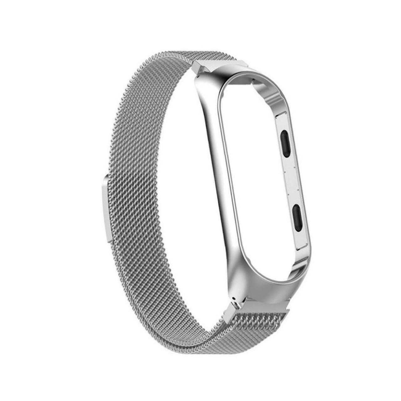 

Металлический ремешок для фитнес-браслета Xiaomi Mi Band 3 / 4 Серебро, Металлический ремешок для фитнес-браслета Xiaomi Mi Band 3 / 4 миланская петля