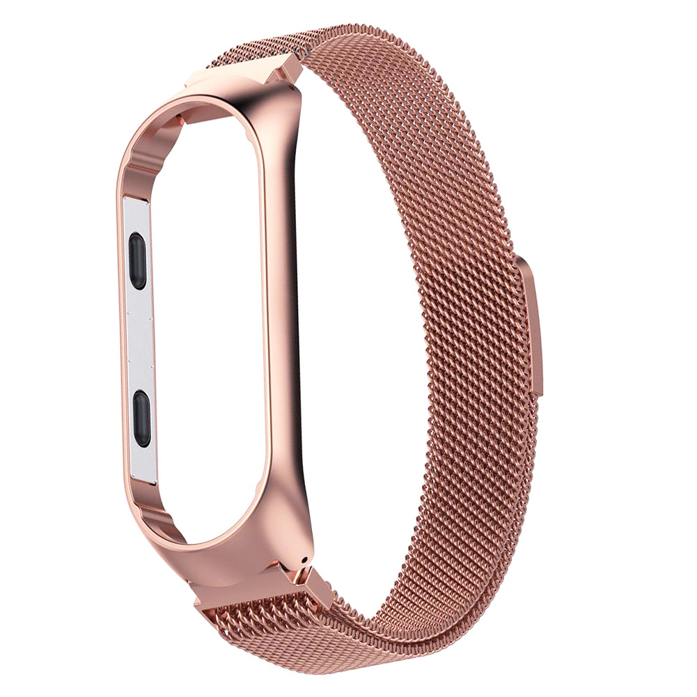 

Металлический ремешок для фитнес-браслета Xiaomi Mi Band 3 / 4 Розовое золото, Металлический ремешок для фитнес-браслета Xiaomi Mi Band 3 / 4 миланская петля