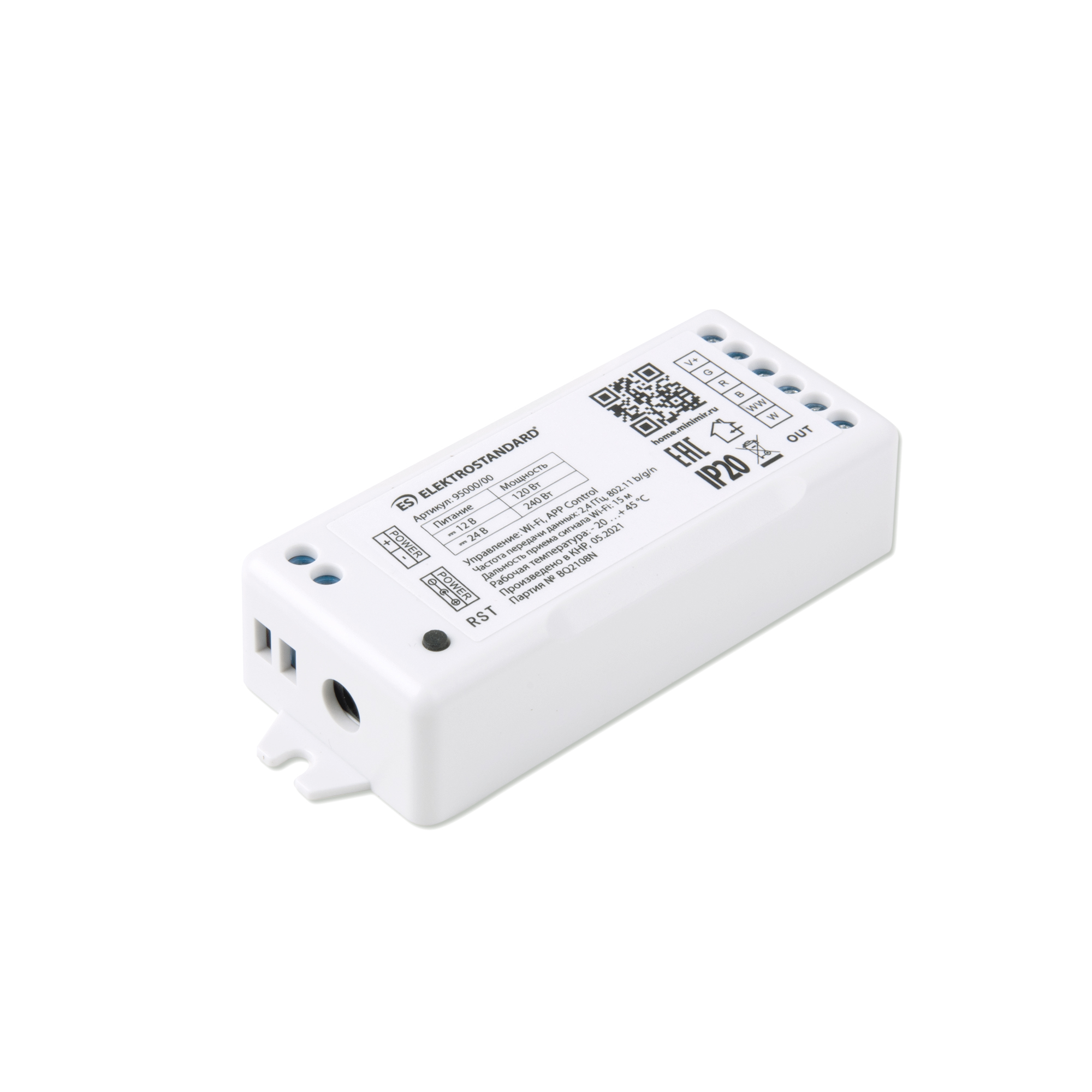 Умный контроллер для светодиодных лент RGBWW 12-24V Elektrostandard 95000/00 Minimir Home т образный контактный соединитель для светодиодных лент neon 220в uniel