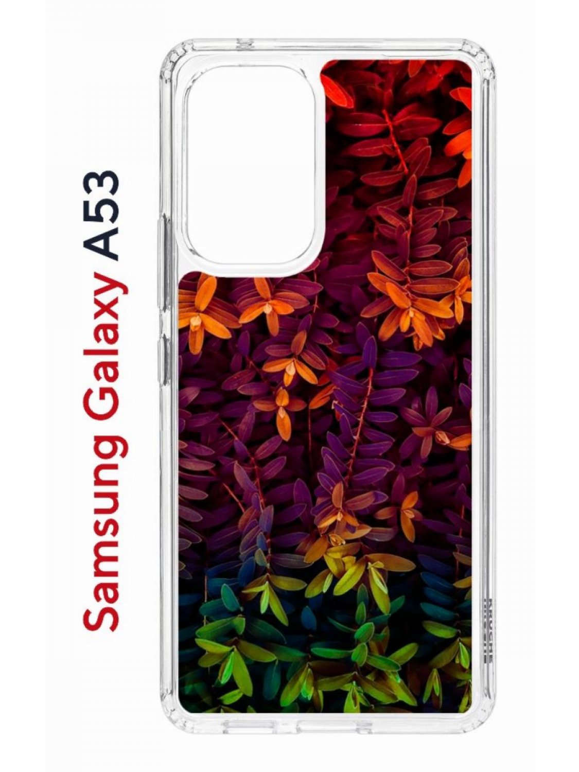 фото Чехол на samsung a53 5g kruche print neon leaves,противоударный бампер,с защитой камеры кruче