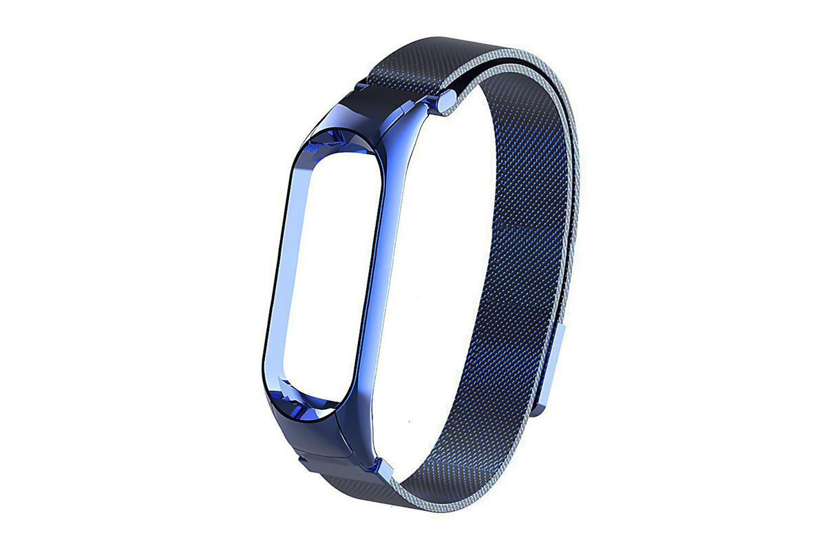 

Металлический ремешок для фитнес-браслета Xiaomi Mi Band 3 / 4 Синий, Металлический ремешок для фитнес-браслета Xiaomi Mi Band 3 / 4 миланская петля