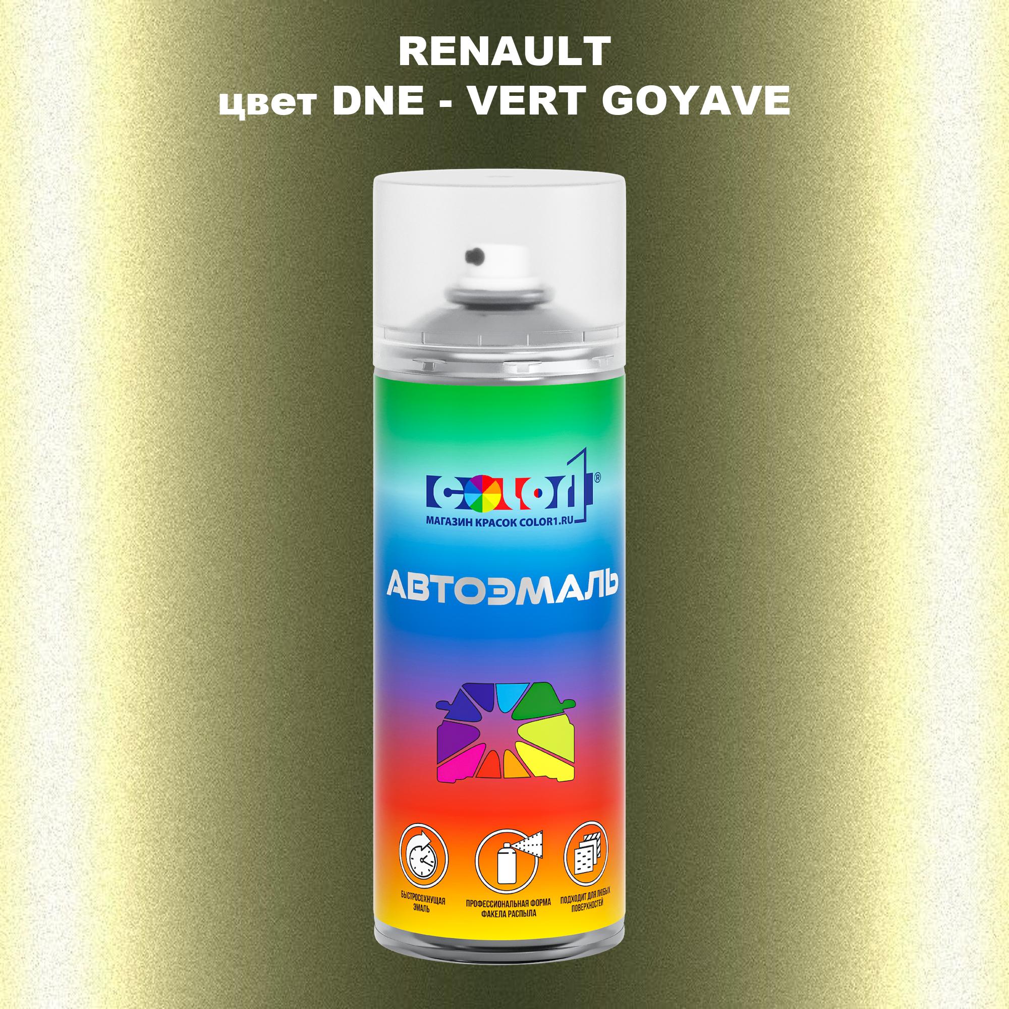 

Аэрозольная краска COLOR1 для RENAULT, цвет DNE - VERT GOYAVE, Прозрачный