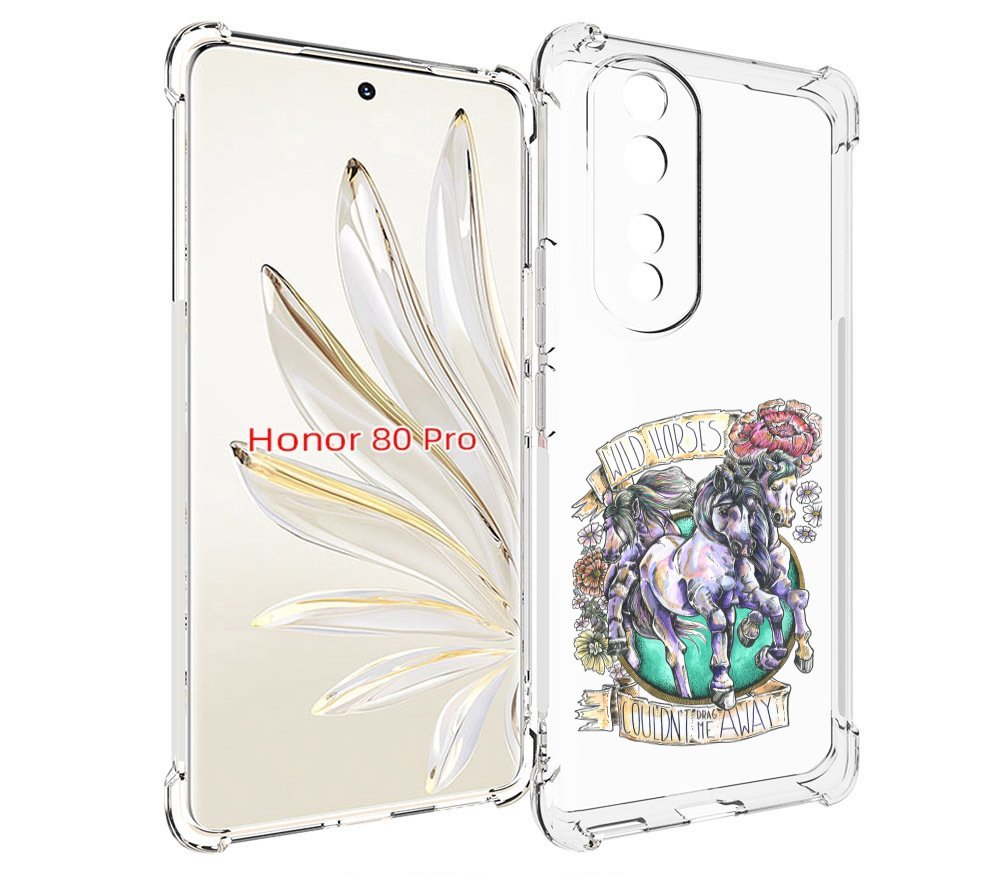 

Чехол MyPads рисунок коней в цветах для Honor 80 Pro, Прозрачный, Tocco