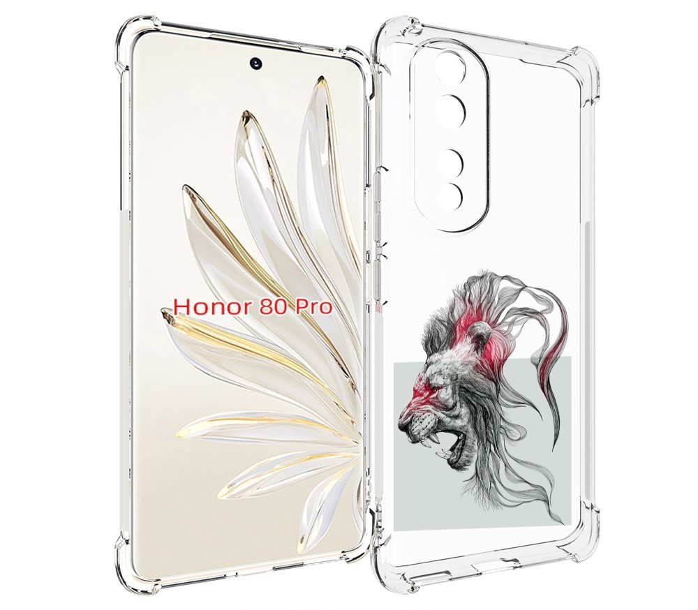 

Чехол MyPads разъяренный лев для Honor 80 Pro, Прозрачный, Tocco