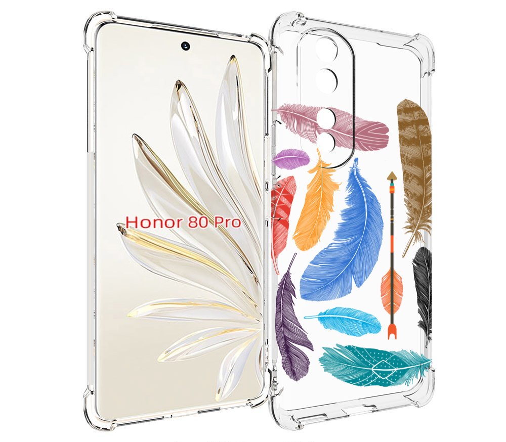 

Чехол MyPads разноцветные перья для Honor 80 Pro, Прозрачный, Tocco