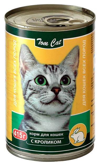 

Влажный корм для кошек Tom Cat кролик повседневный, 415 г