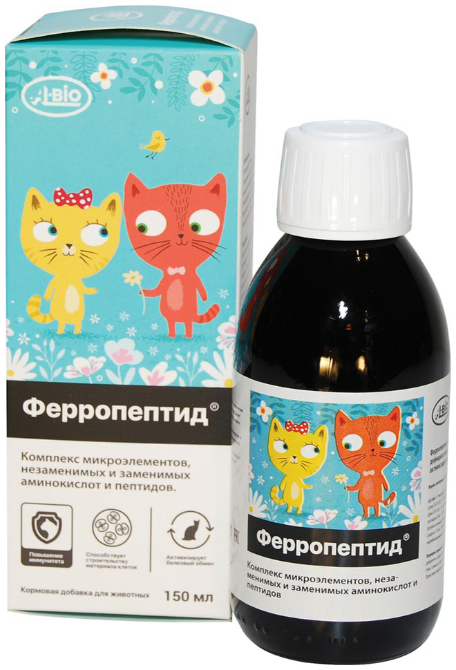 Кормовая добавка для кошек A-Bio Ферропептид, 150 мл