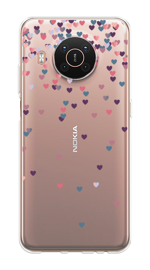 

Чехол на Nokia X20"Посыпка сердечки", Розовый;фиолетовый, 124250-3