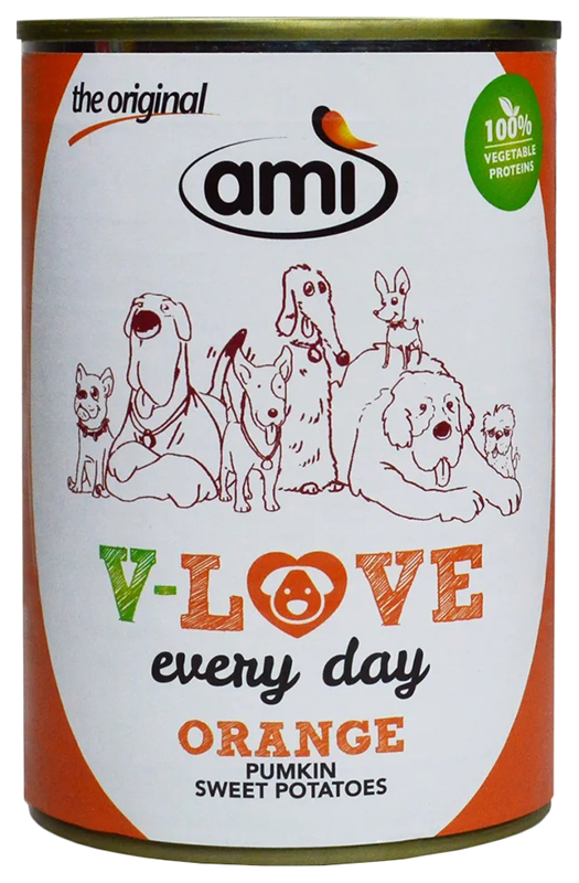 фото Консервы для собак ami v-love every day orange веганский тыква и батат, 400 г