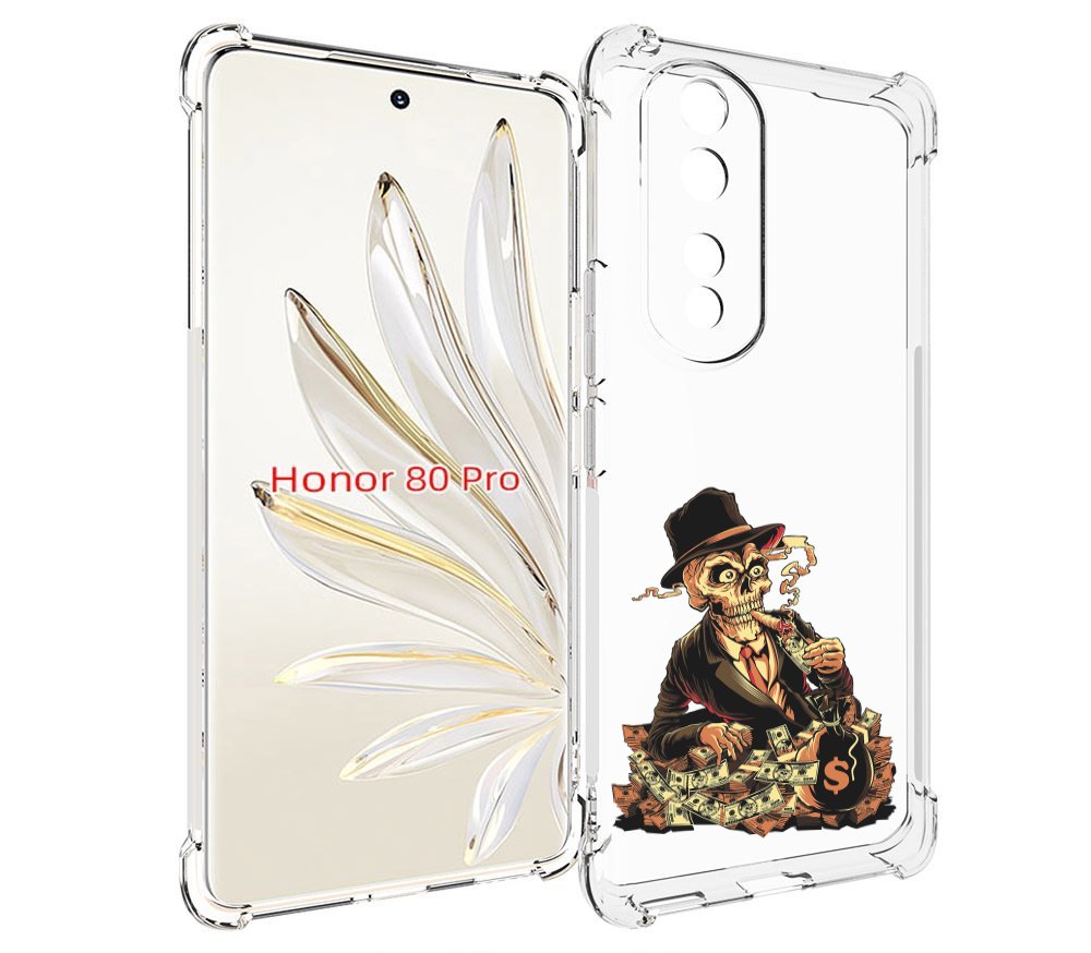 

Чехол MyPads нарисованный череп с сигаретой для Honor 80 Pro, Прозрачный, Tocco
