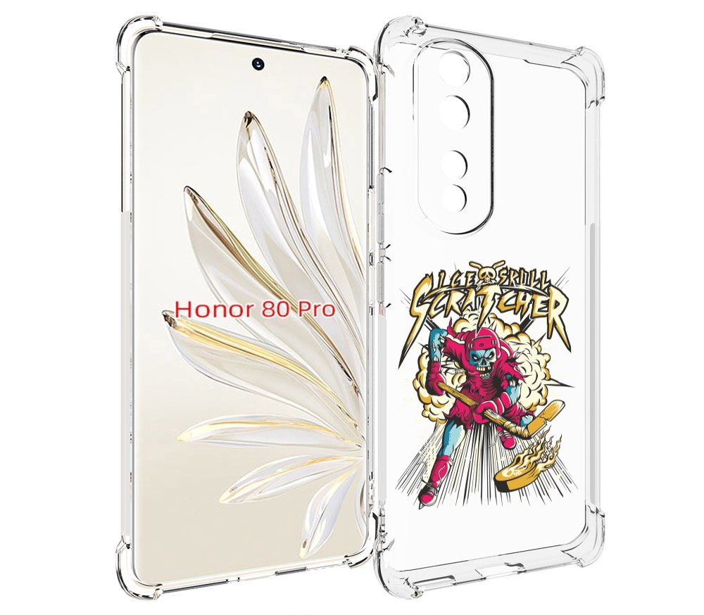 

Чехол MyPads нарисованный скелет хоккеист для Honor 80 Pro, Прозрачный, Tocco