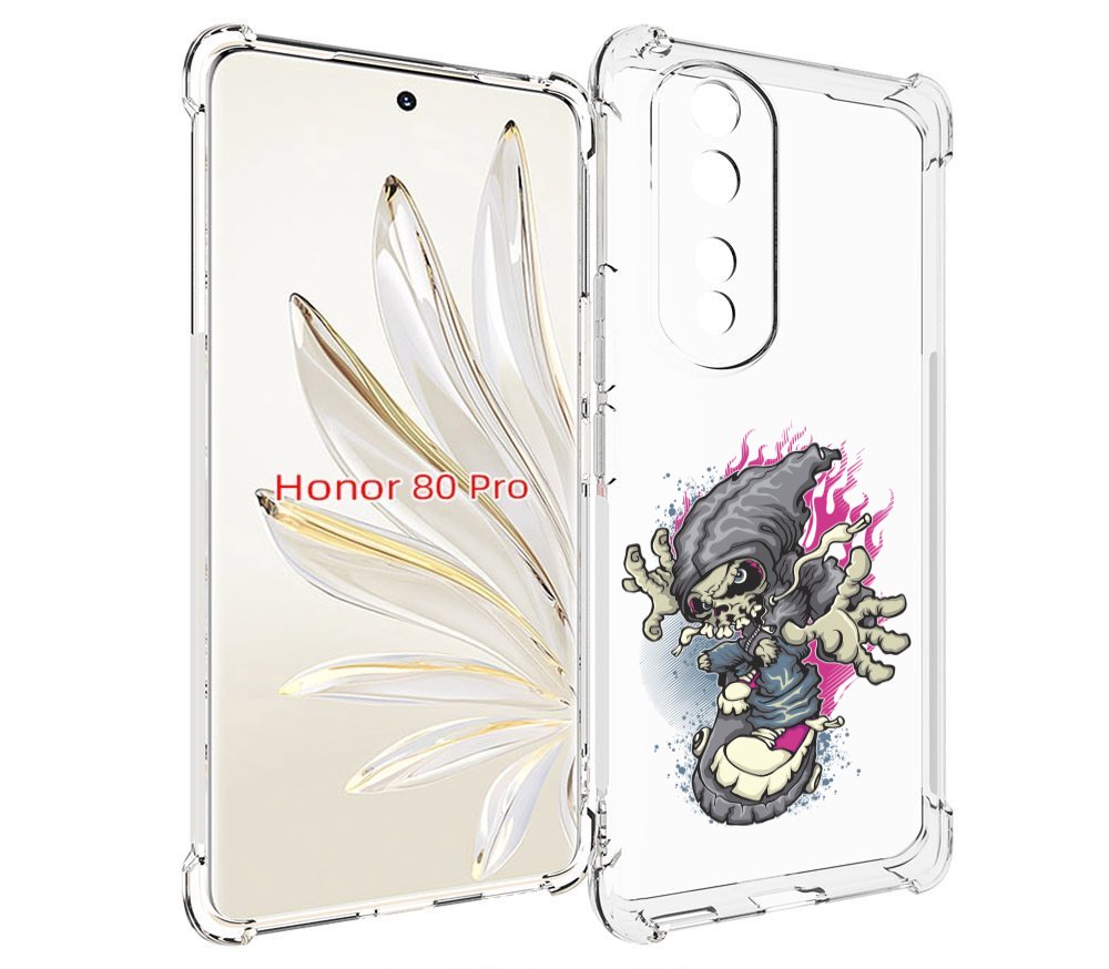 

Чехол MyPads нарисованный скелет на скейт борде для Honor 80 Pro, Прозрачный, Tocco