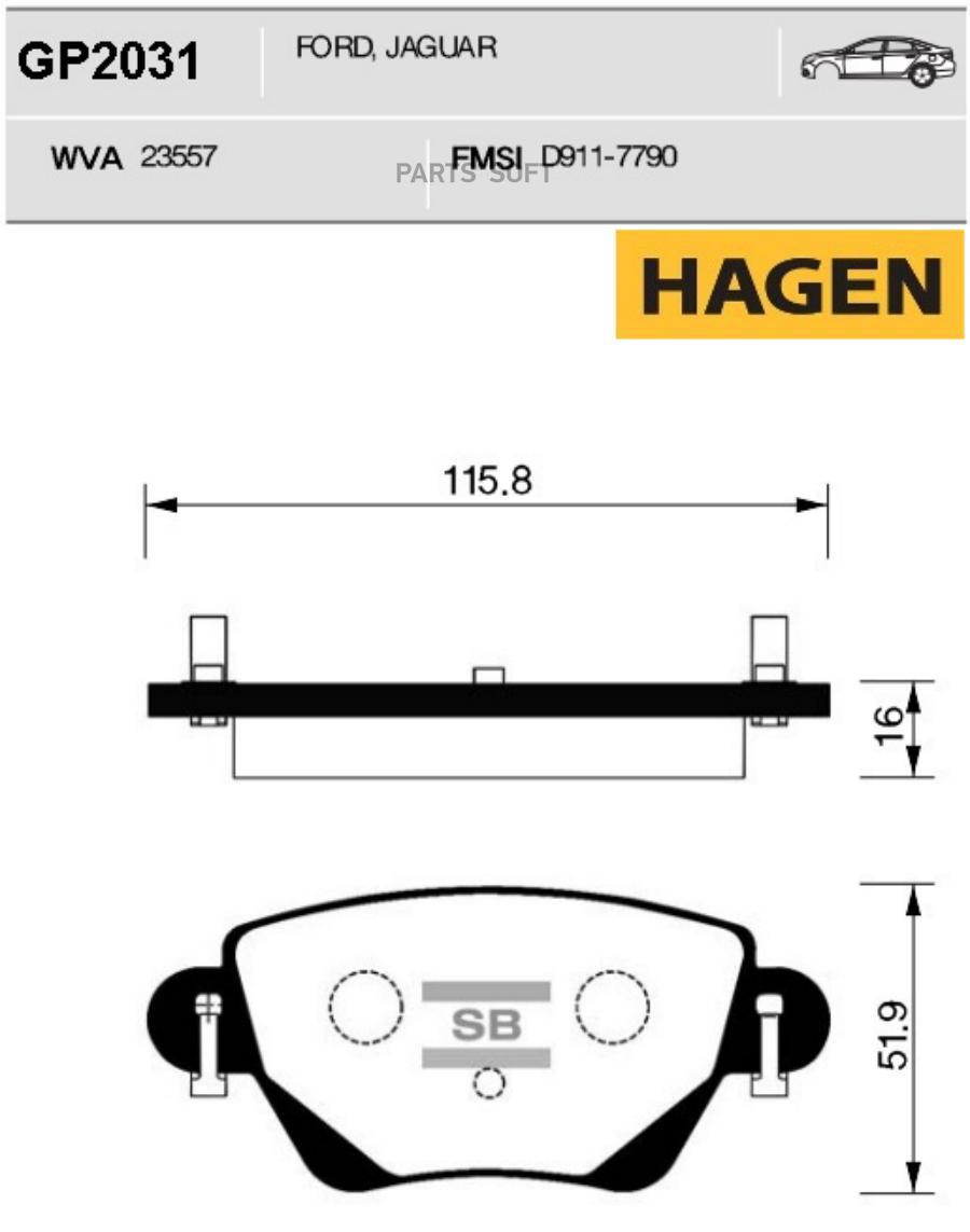

Тормозные колодки Sangsin brake задние GP2031
