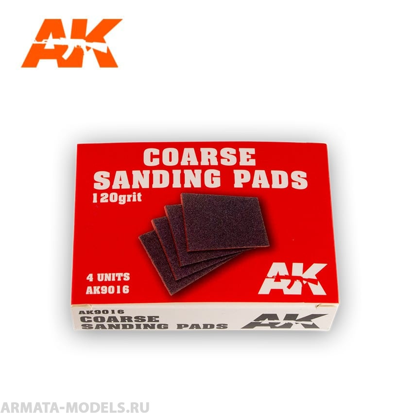 

AK9016 Шлифовальная губка Coarse Sanding Pads 120 grit.4 units