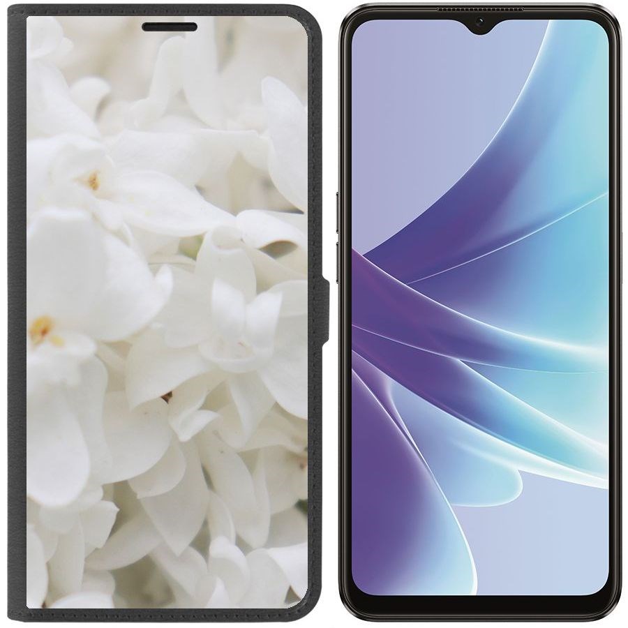 

Чехол-книжка Eco Book для Oppo A57s Белые лилии, Черный