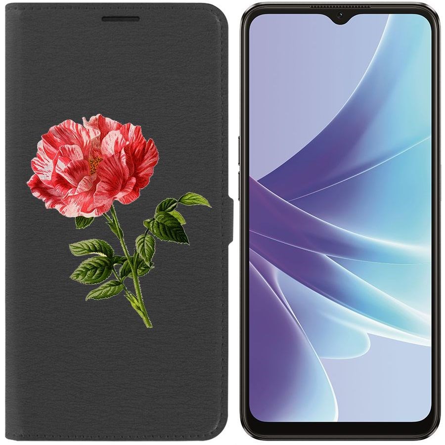 

Чехол-книжка Eco Book для Oppo A57s Рисованная роза, Черный