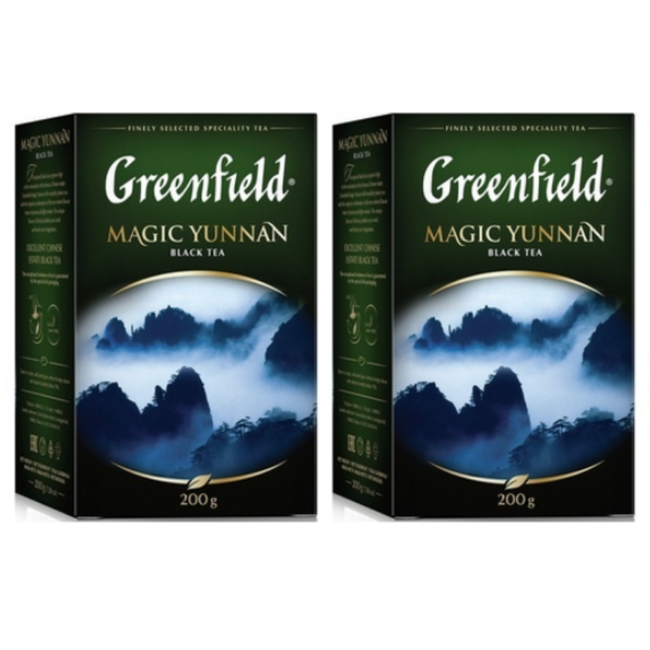 Чай черный листовой Greenfield Magic Yunnan, 2 упаковки по 200 грамм