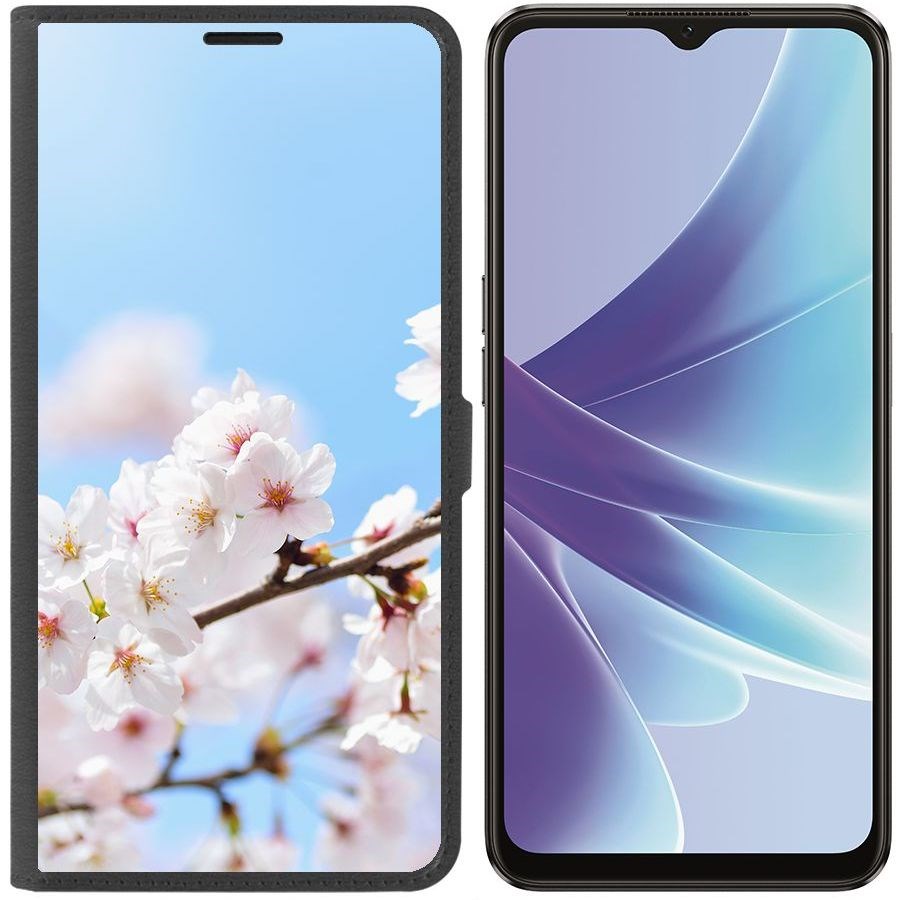 

Чехол-книжка Eco Book для Oppo A57s Цветение, Черный
