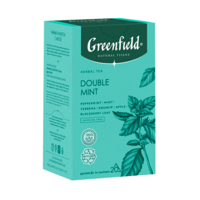 

Чайный напиток травяной Greenfield Natural Tisane Double Mint в пирамидках 1,8 г х 20 шт